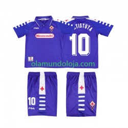 Camisola ACF Fiorentina RUICOSTA 10 Retro Criança Equipamento Primeiro 1998 1999 Manga Curta